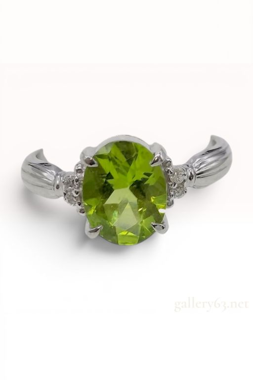 Platinum Peridot and Diamond Cocktail Ring