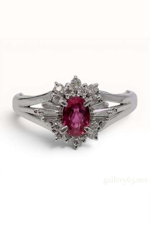 Platinum Ruby and Diamond Cocktail Ring