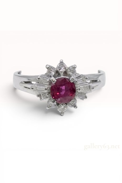 Platinum Ruby and Diamond Cocktail Ring