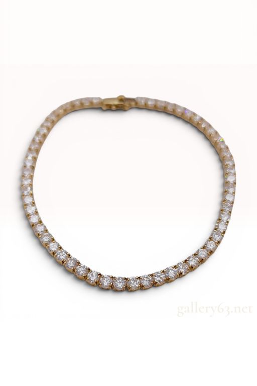 18k Yellow Gold Colorless Stone Tennis Bracelet