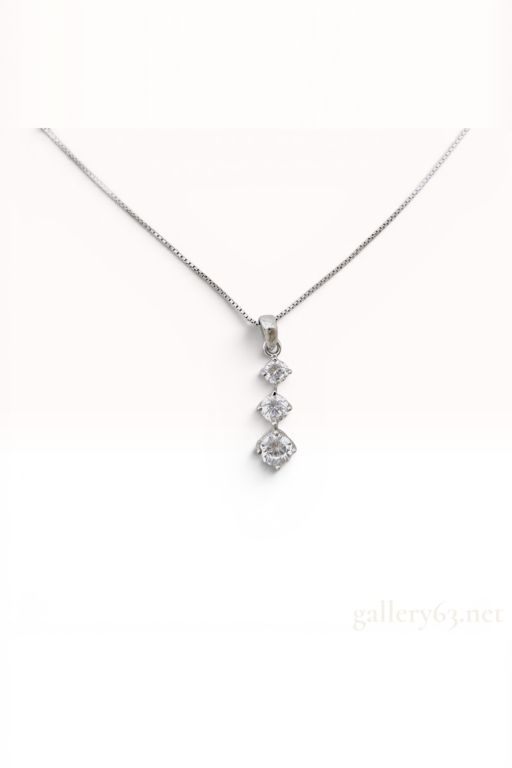 Sterling Silver Colorless Stone Pendant Necklace