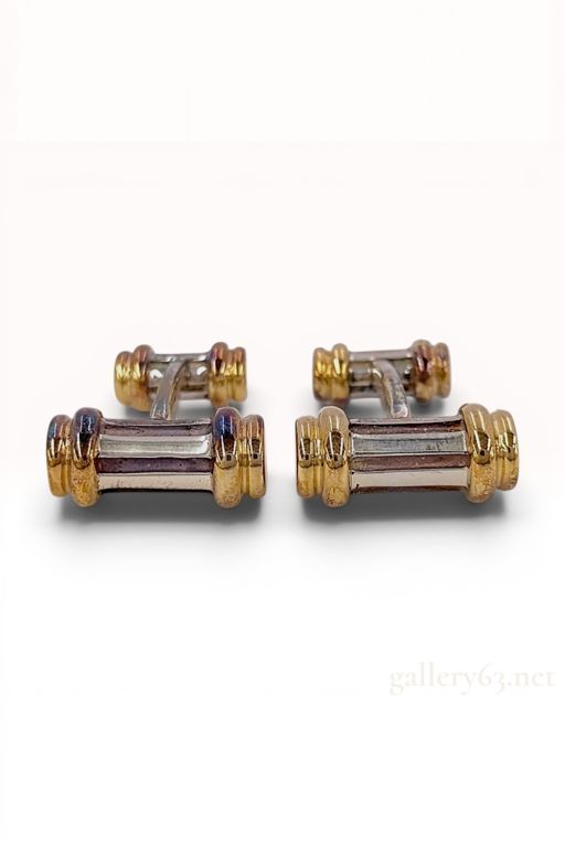 Silver and 18k Yellow Gold Barbell Cufflinks