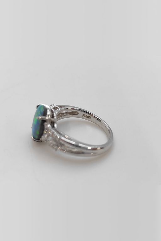Platinum Black Opal and Diamond Cocktail Ring