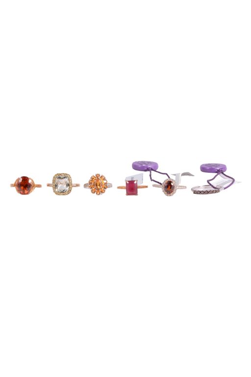 Six 9k Gold Multi-Gem Rings