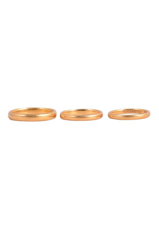 Three 22k Gold Wedding Bands