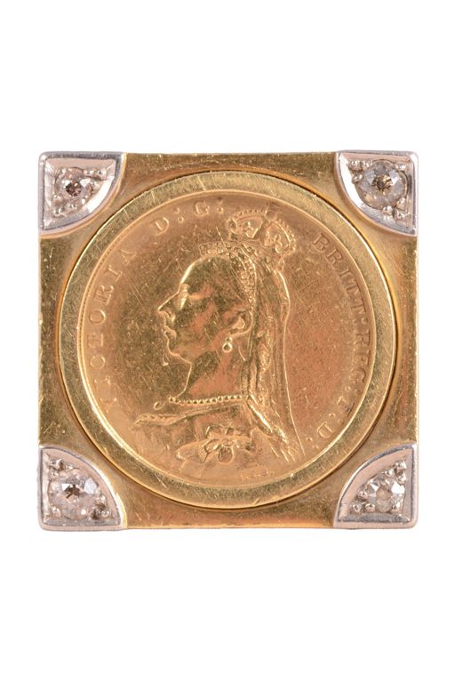 18k Gold Diamond Coin Ring
