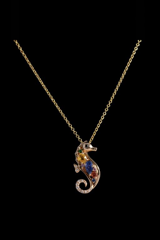 14k Gold Multi-Gem Pendant Necklace