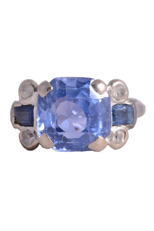 18k Gold Sapphire and Stone Ring