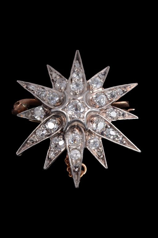 Gold and Silver Diamond Brooch