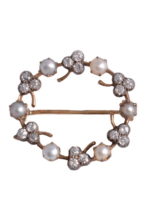 Diamond and Pearl Brooch