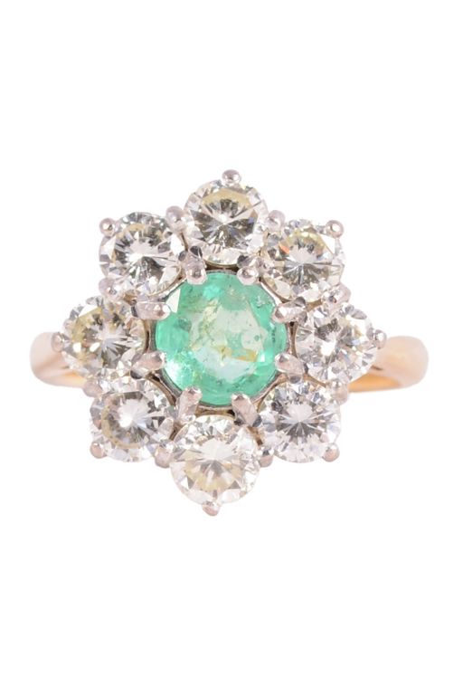 18k Gold Emerald and Diamond Ring