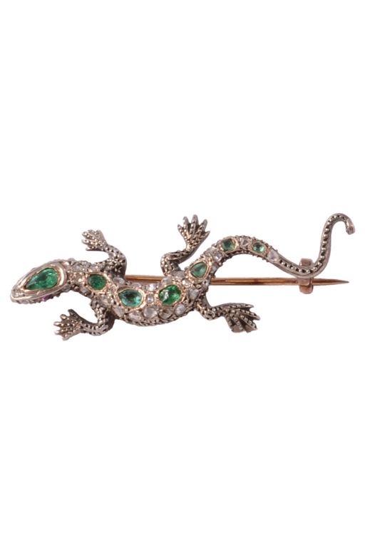 Gold and Silver Multi-Gem Brooch