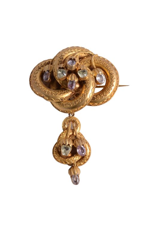 Yellow Metal Gemstone Brooch
