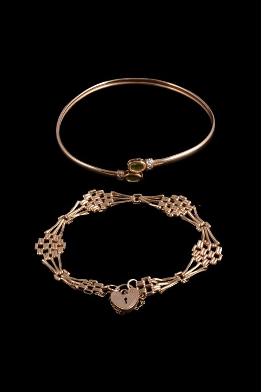 Two 9k Gold Peridot Bracelets