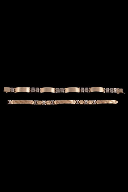 Two Gold and Metal Bracelets
