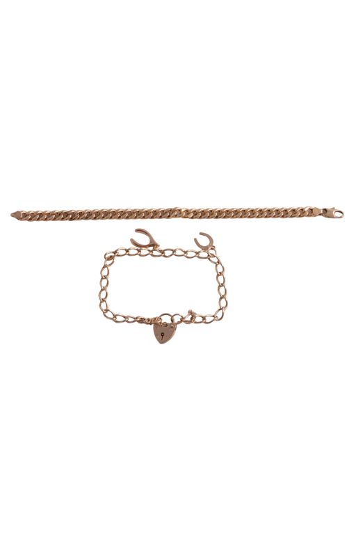 Two 9k Gold Curb Bracelets