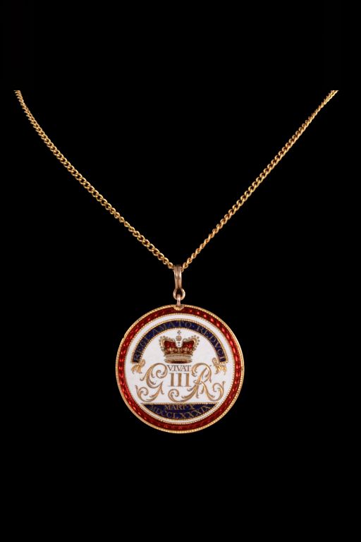 Yellow Metal Enamel Pendant Necklace