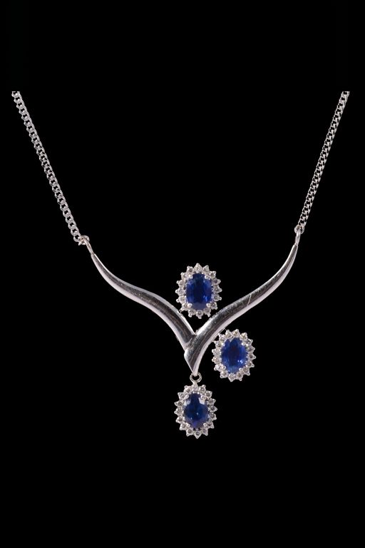 Gold Sapphire and Diamond Necklace