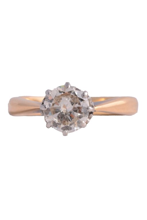 Yellow and White Metal Diamond Ring