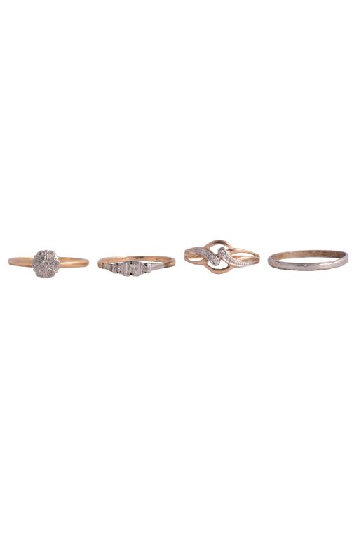 Four Gold and Platinum Diamond Rings