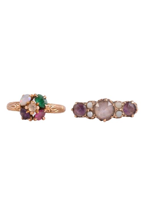 9k Gold and Yellow Metal Multi-Gem Rings