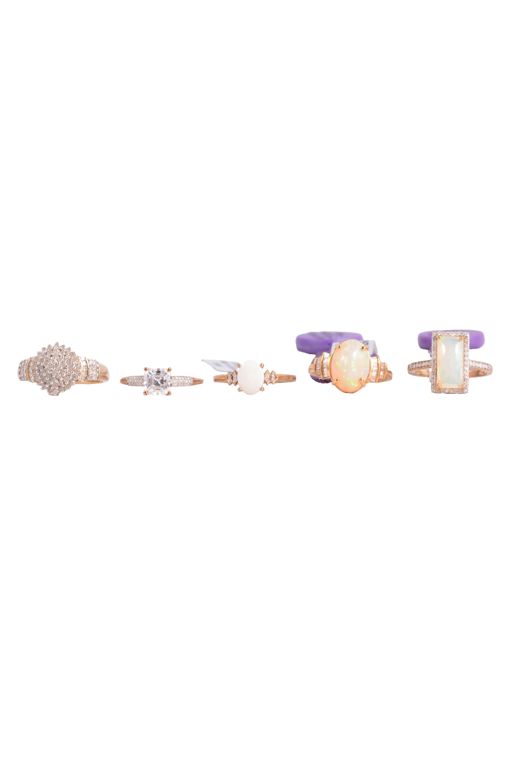 Six Gold Multi-Gem Rings