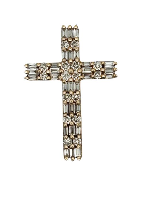 14k Gold Diamond Cross Pendant
