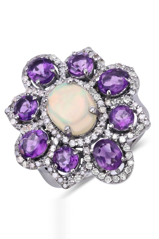 Sterling Silver Multi-Gem Ring