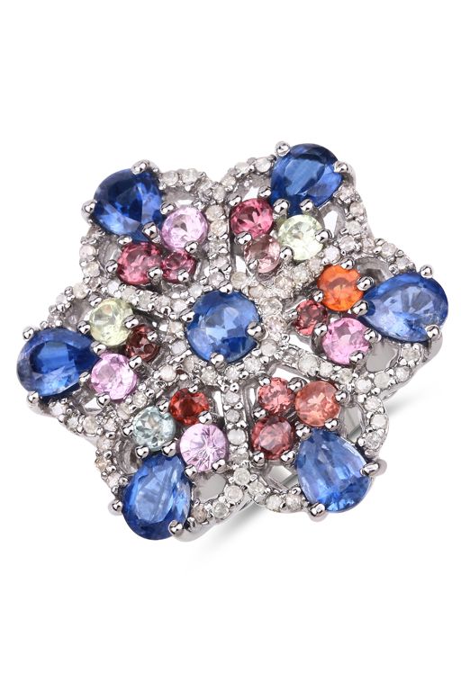 Sterling Silver Multi-Gem Ring