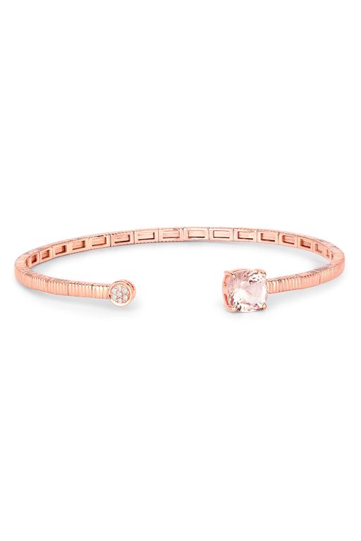 14k Gold Morganite and Diamond Bracelet