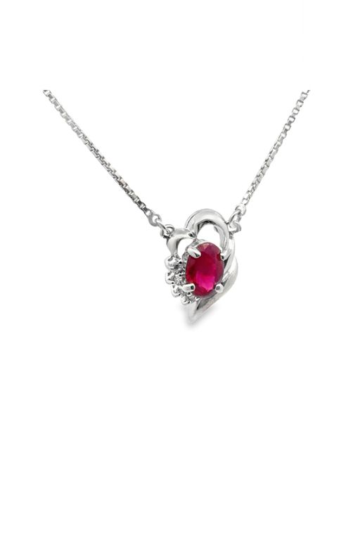 Platinum Ruby and Diamond Pendant Necklace