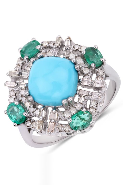 Sterling Silver Multi-Gem Ring