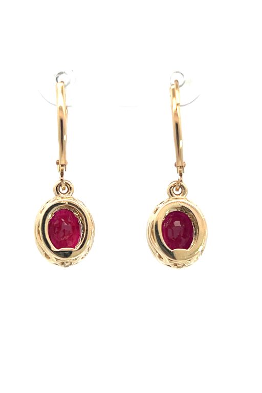 Pair of 14k Gold Ruby and Diamond Earrings