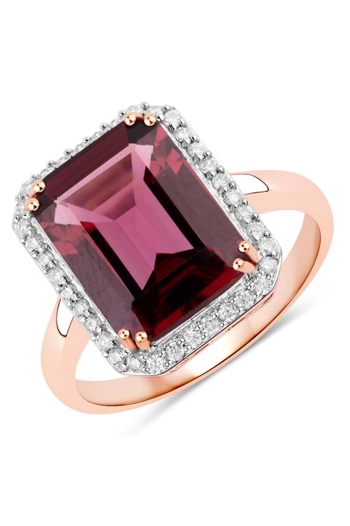 14k Gold Rhodolite and Diamond Ring
