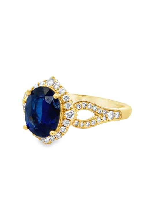 14k Gold Kyanite and Diamond Ring