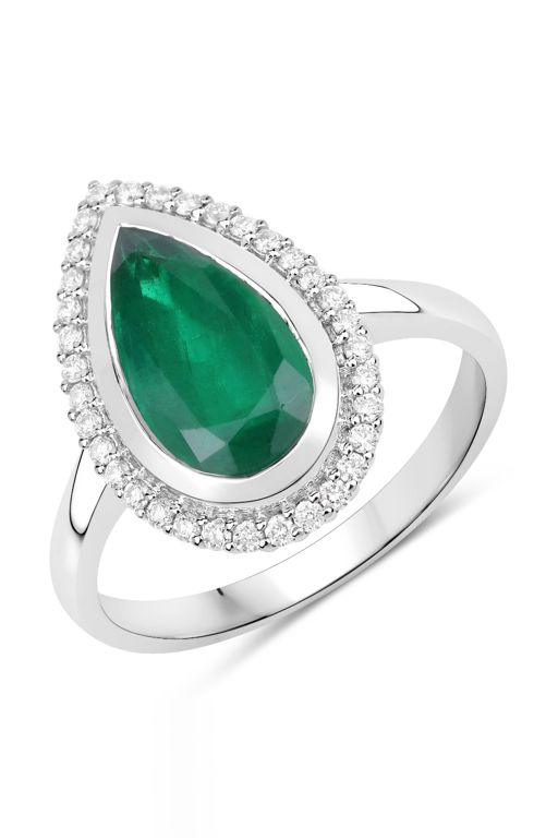 14k Gold Emerald and Diamond Ring
