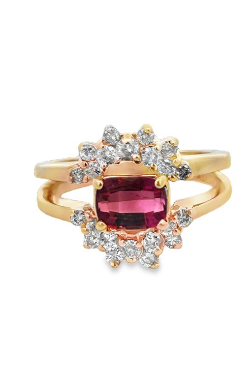 14k Gold Tourmaline and Diamond Ring