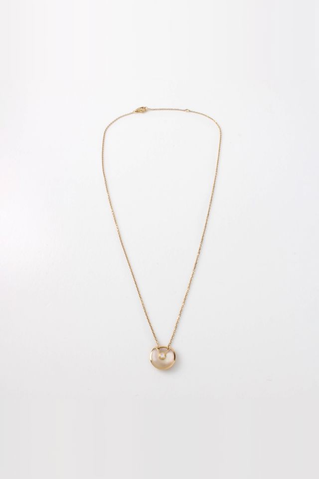 18k Yellow Gold Diamond and MOP Pendant Necklace