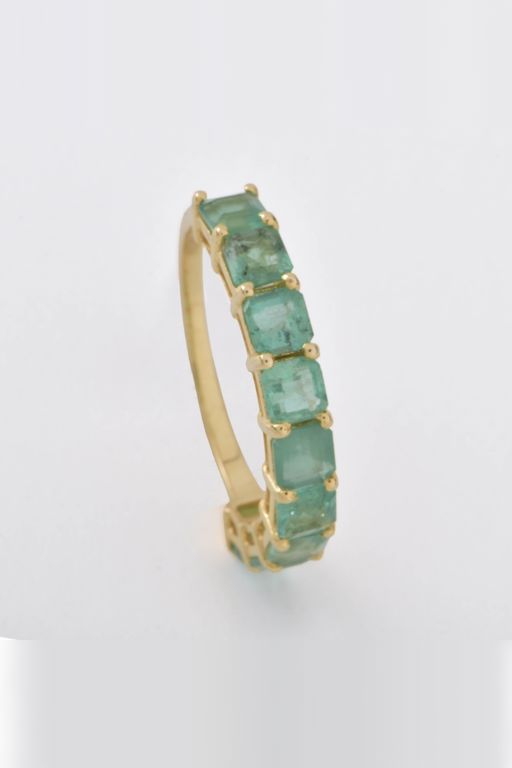 14k Yellow Gold Emerald Eternity Ring