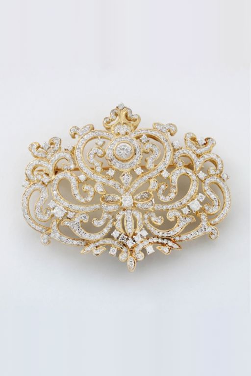 18k Yellow Gold Diamond Pendant/Brooch
