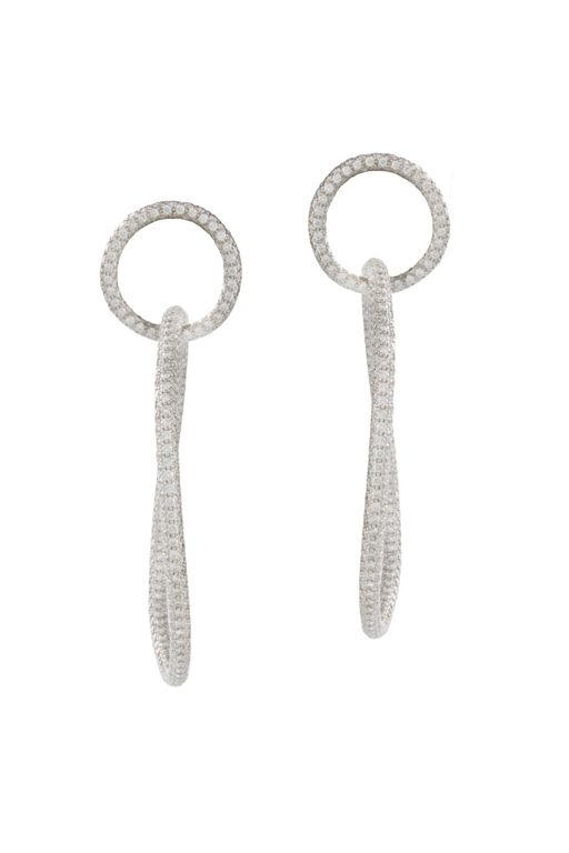 18k White Gold Diamond Hoop Earrings