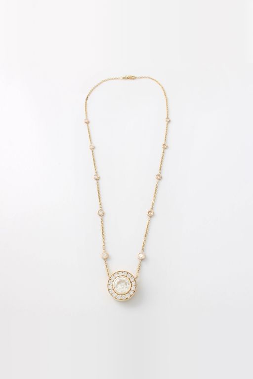 14k Yellow Gold Diamond Pendant Necklace