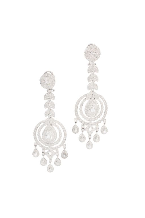 18k White Gold Diamond Chandelier Earrings