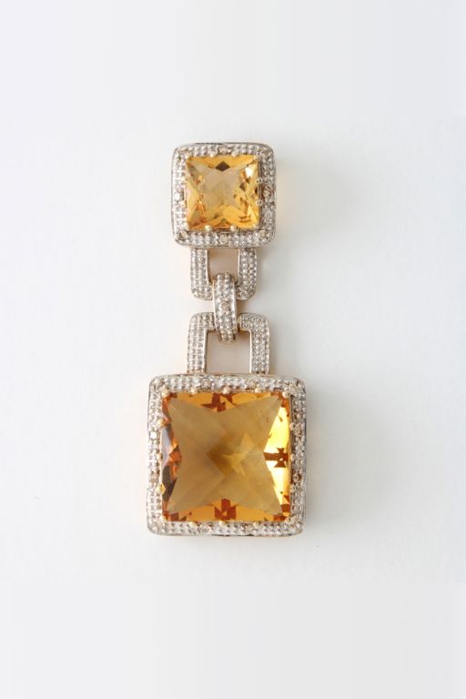 14k Two-Tone Gold Citrine and Diamond Pendant
