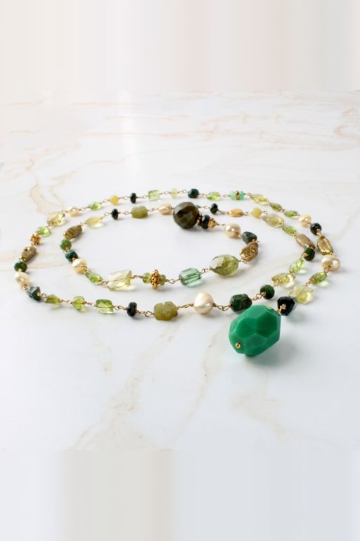 14k and 18k Yellow Gold Multi-Gem Lariat Necklace