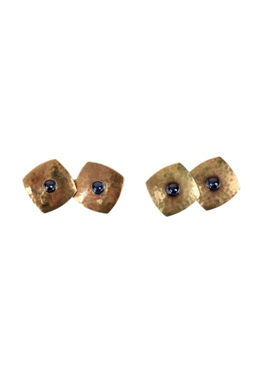 14k Yellow Gold Sapphire Cufflinks