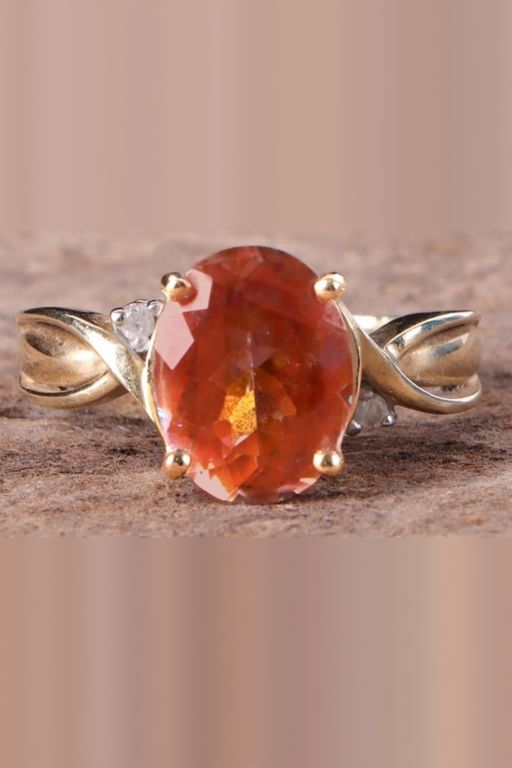 14k Gold Topaz and Diamond Ring