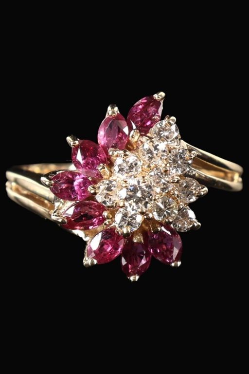 14k Gold Diamond and Ruby Ring