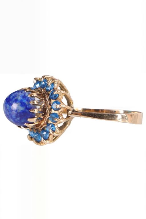 14k Gold Lapis Lazuli and Spinel Ring