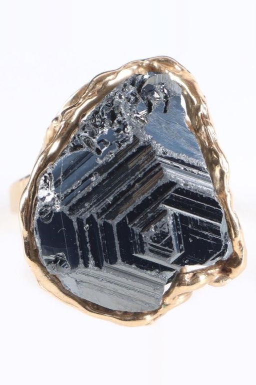 14k Gold Hematite Ring